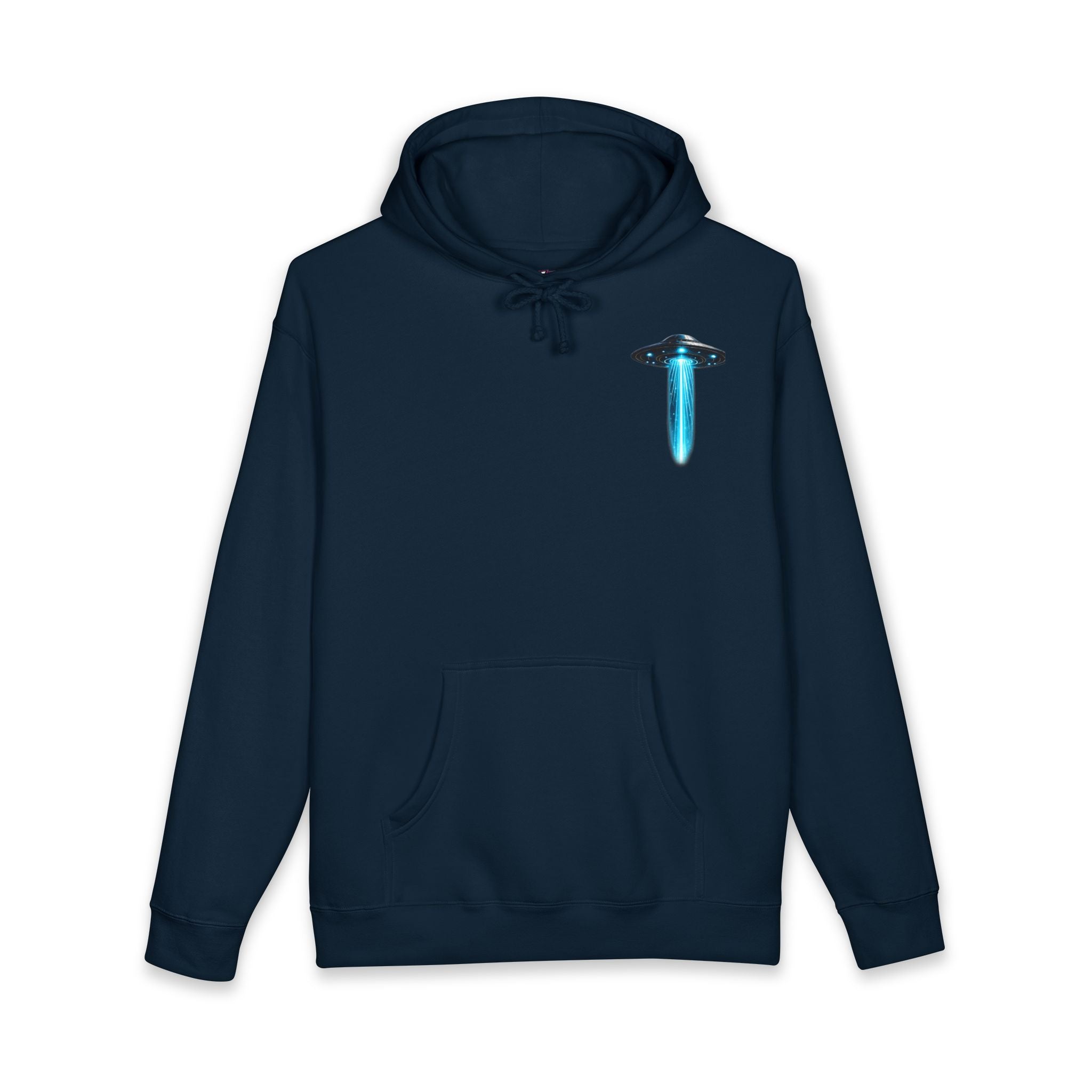 UFO Meditation Hoodie — Alien Abduction Cosmic Yoga Graphic Sweatshirt