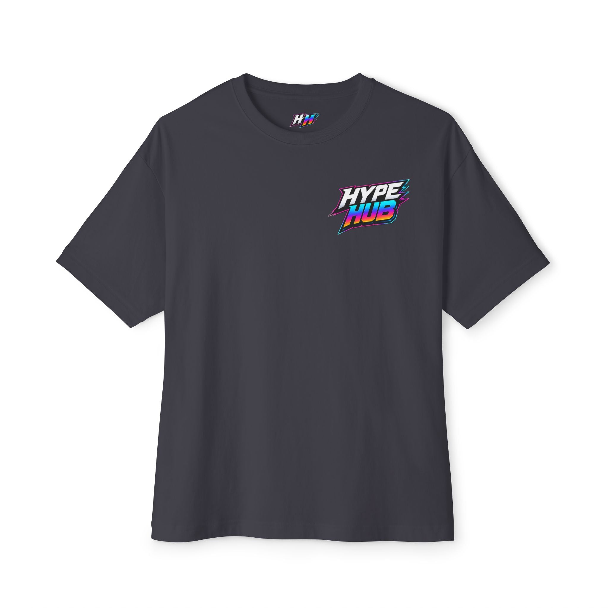 Hype Hub Graphic Tee — Retro Neon Space Logo T-Shirt