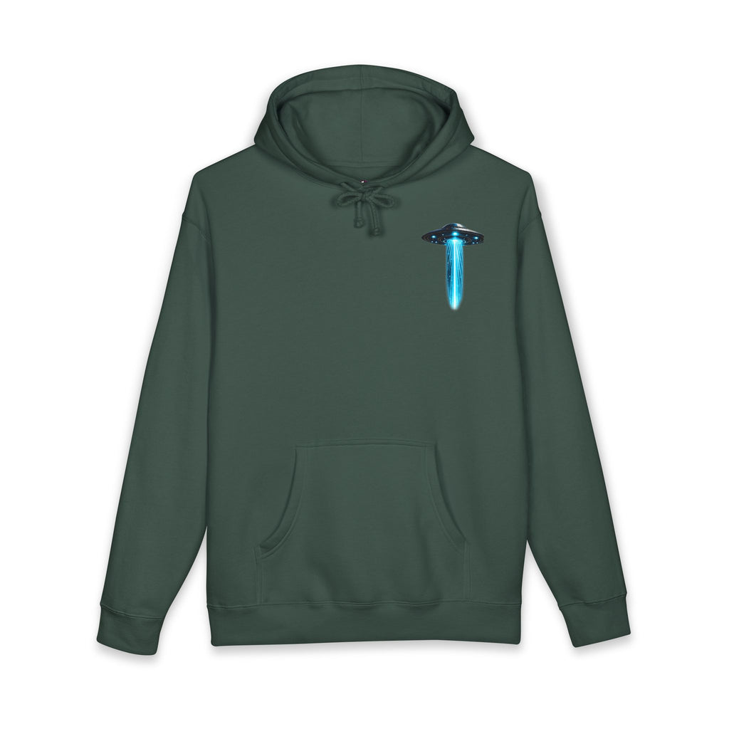 UFO Meditation Hoodie — Alien Abduction Cosmic Yoga Graphic Sweatshirt