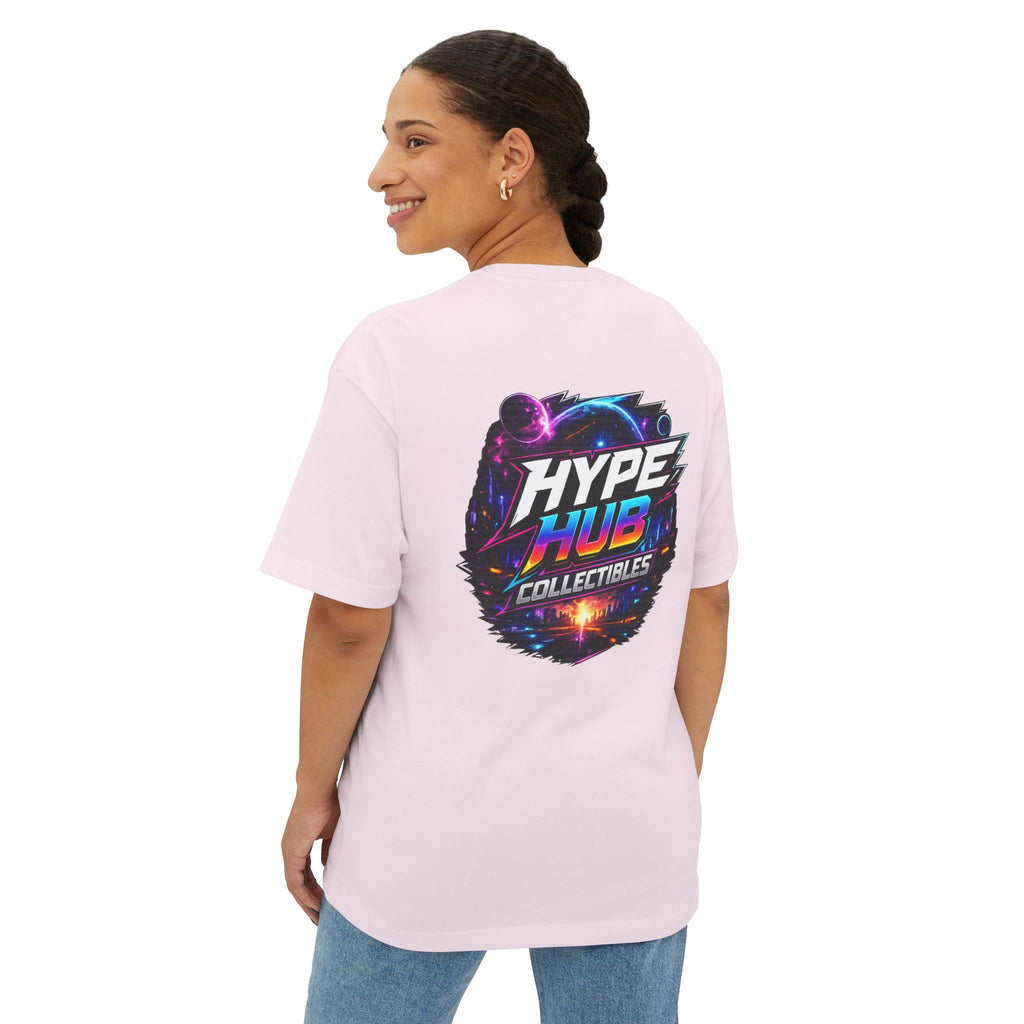 Hype Hub Graphic Tee — Retro Neon Space Logo T-Shirt