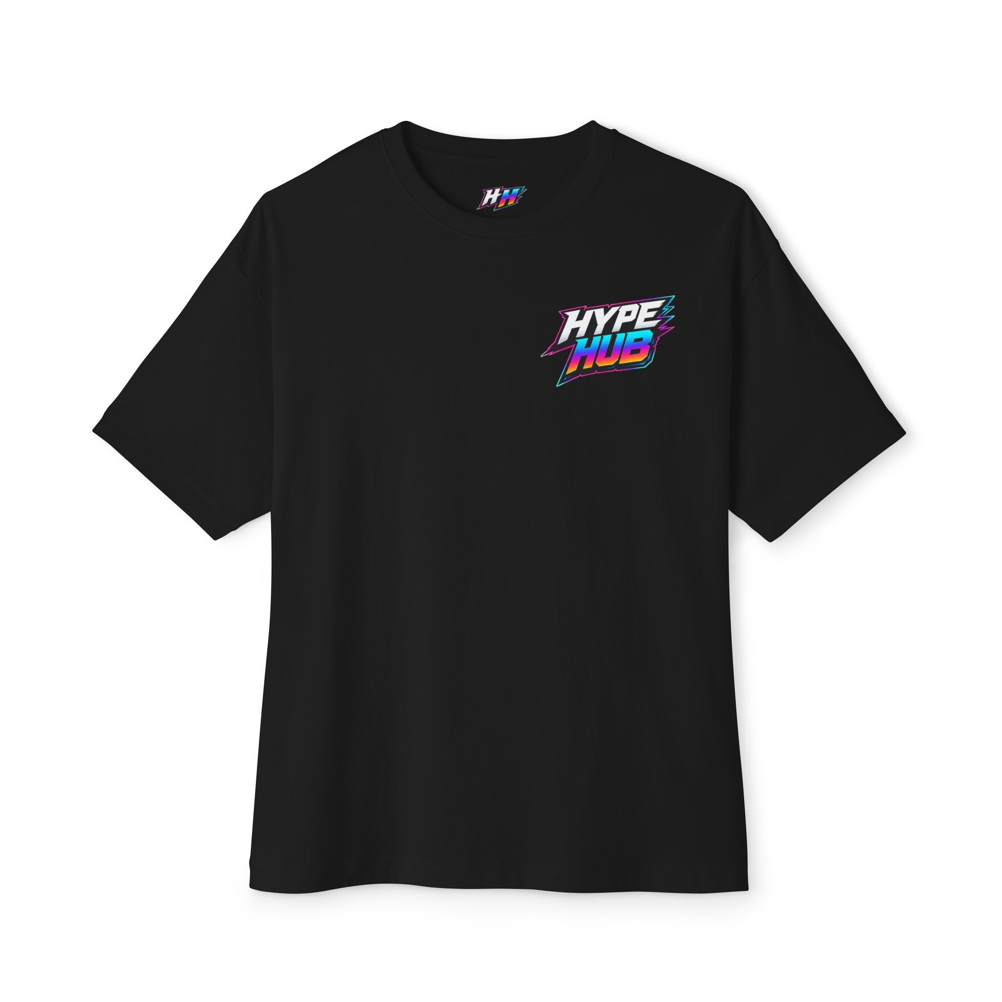 Hype Hub Graphic Tee — Retro Neon Space Logo T-Shirt
