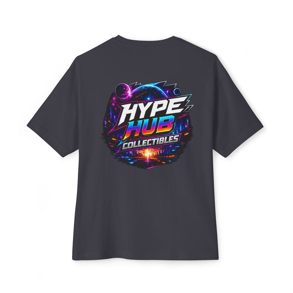 Hype Hub Graphic Tee — Retro Neon Space Logo T-Shirt