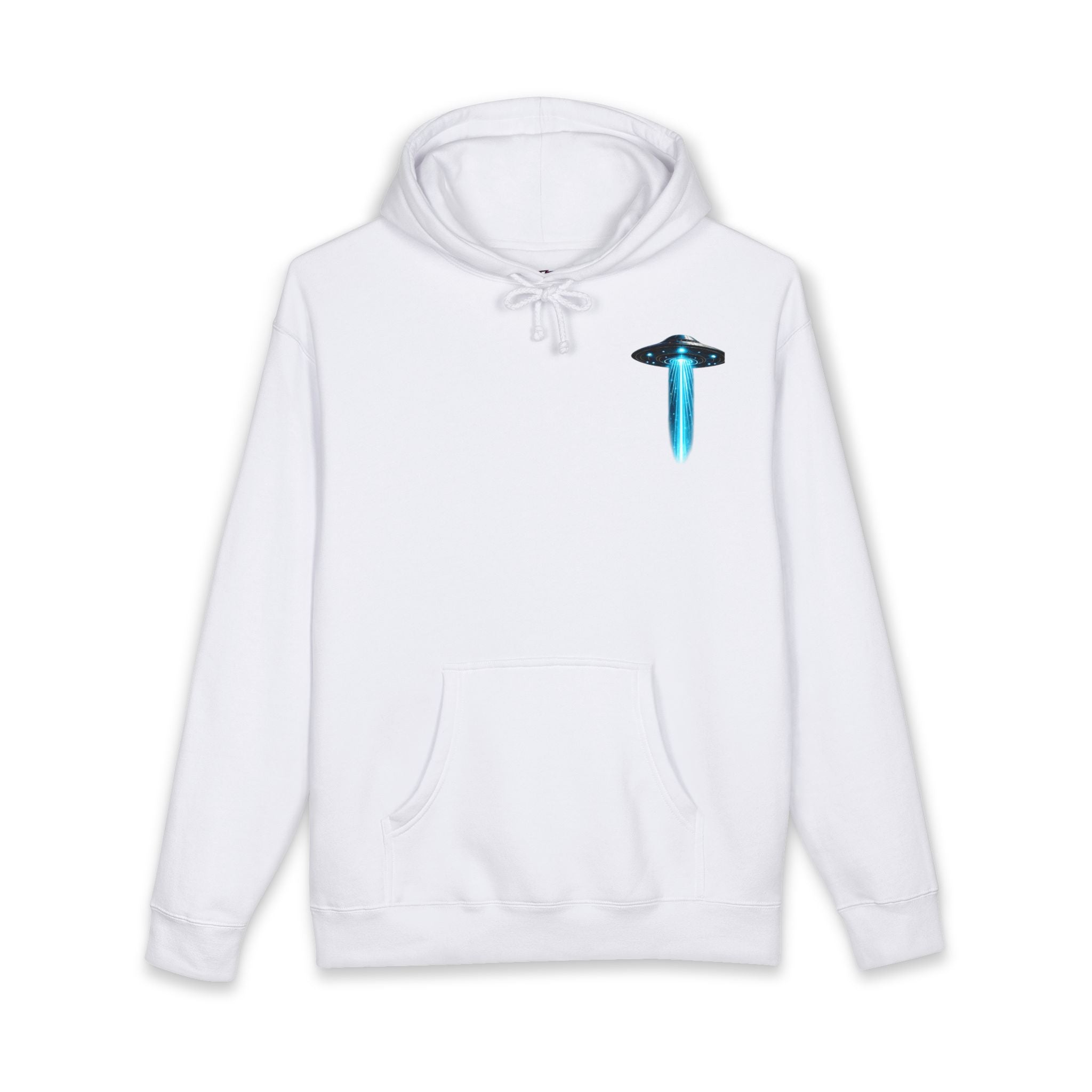 UFO Meditation Hoodie — Alien Abduction Cosmic Yoga Graphic Sweatshirt