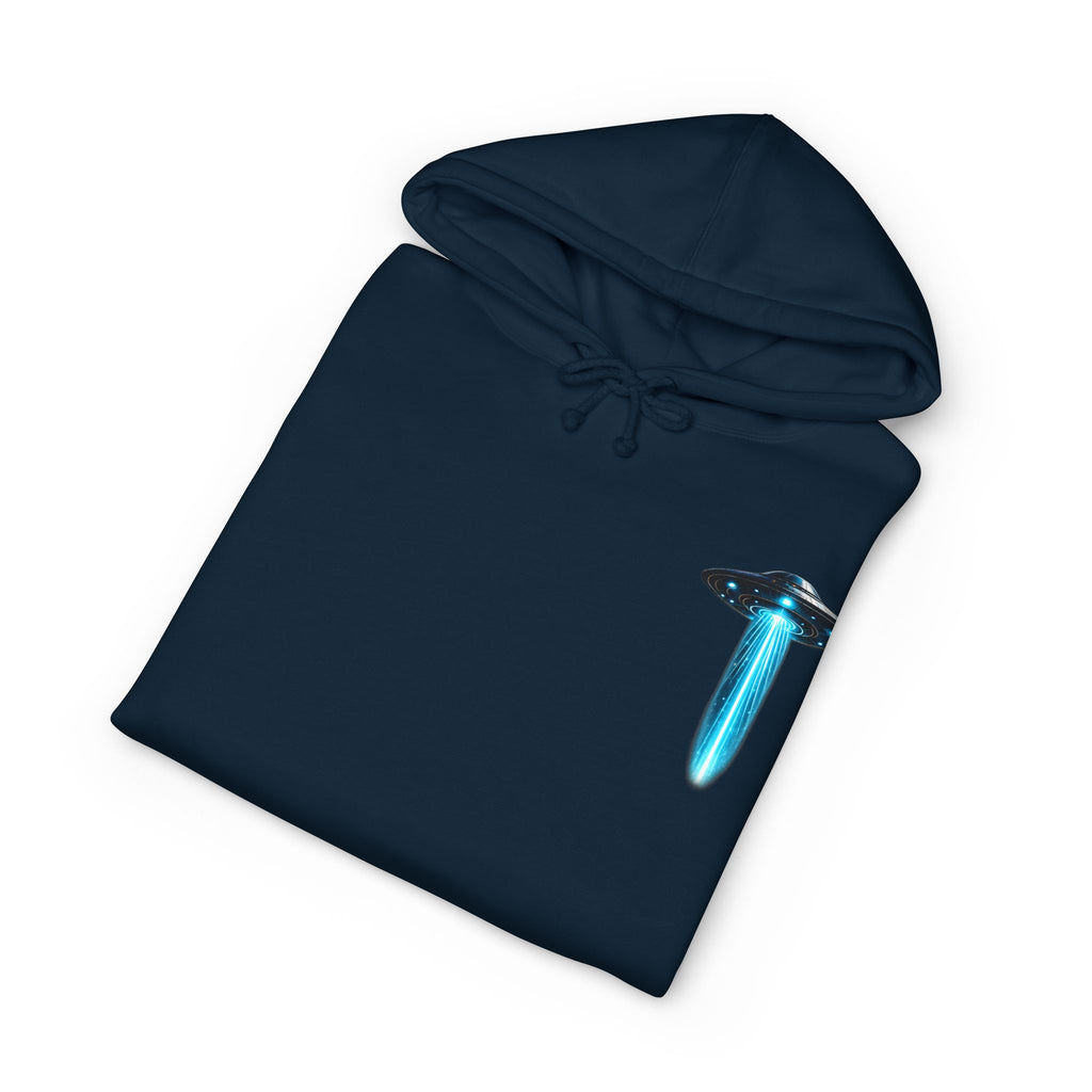 UFO Meditation Hoodie — Alien Abduction Cosmic Yoga Graphic Sweatshirt