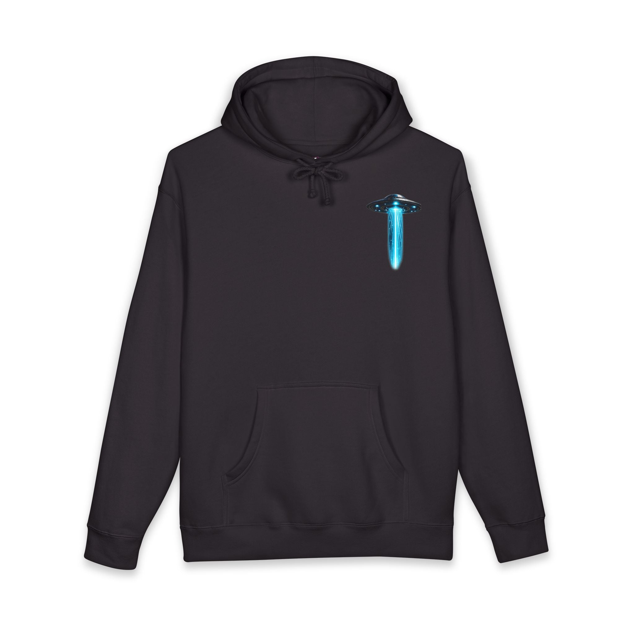 UFO Meditation Hoodie — Alien Abduction Cosmic Yoga Graphic Sweatshirt