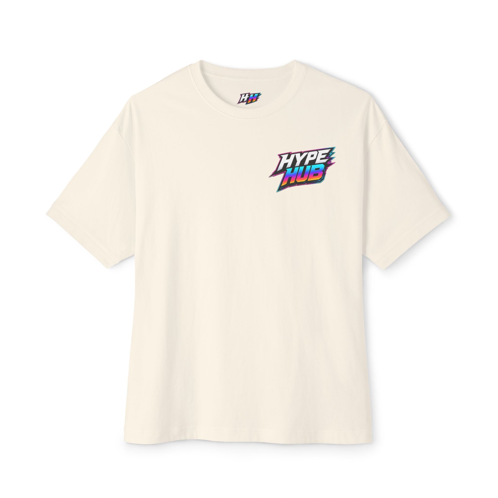 Hype Hub Graphic Tee — Retro Neon Space Logo T-Shirt