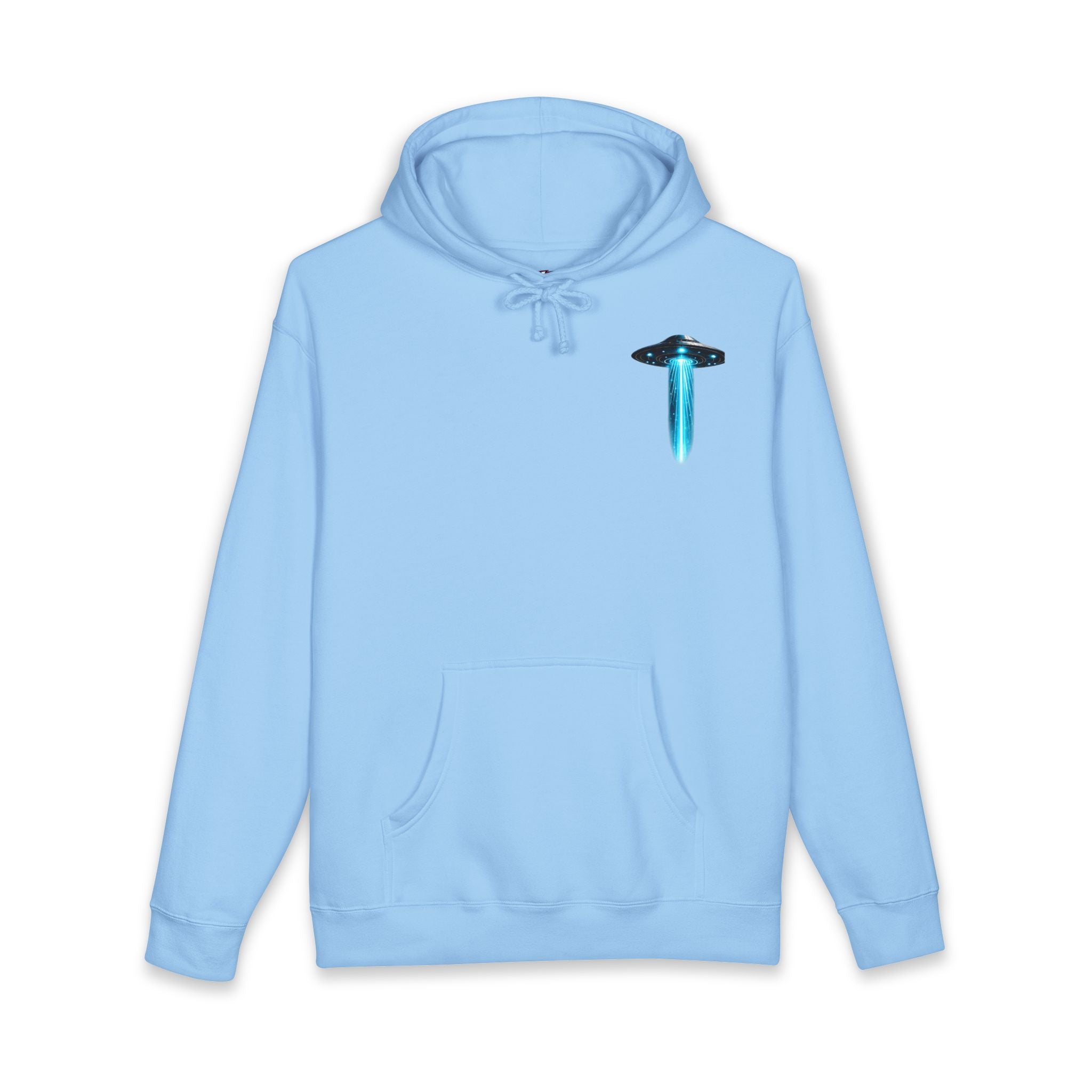 UFO Meditation Hoodie — Alien Abduction Cosmic Yoga Graphic Sweatshirt